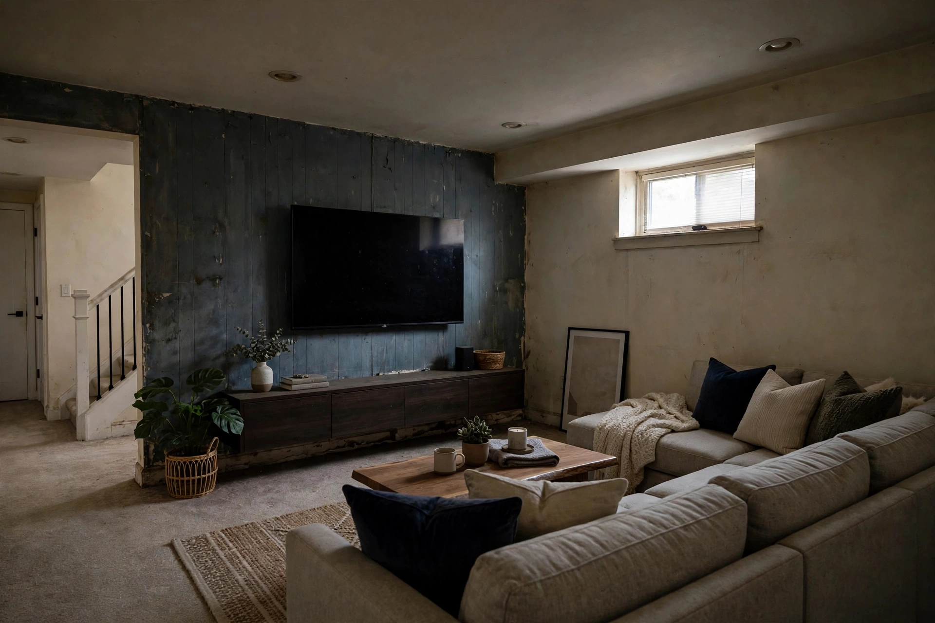 Before photo, Basement Painting in Collington, by Bowie Painting Company